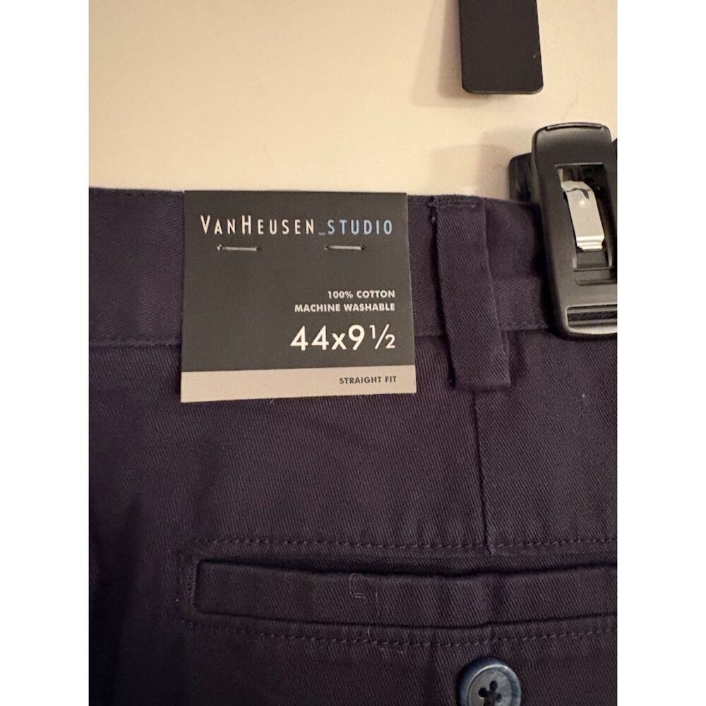 Van Heusen Studio Men’s Shorts Size 44 Dark Navy Flat Front 9.5” Inseam NWT - Picture 5 of 5